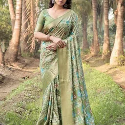 ALMAARI FASHION Checked Zari Pure Silk Banarasi Saree-picture-30