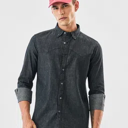 Snitch Men Solid Button-Down Collar Cotton Casual Shirt-image-91