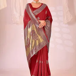 Moda Rapido Woven Design Zari Silk Cotton Kanjeevaram Saree image 2