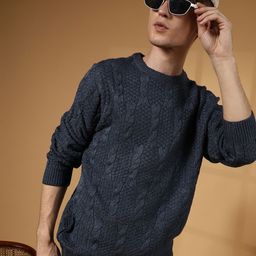 Campus Sutra Men Cable Knit Long Sleeves Pullover-picture-18