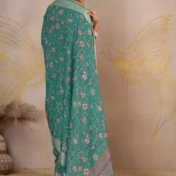 TIRA Floral Poly Crepe Designer Saree image 2