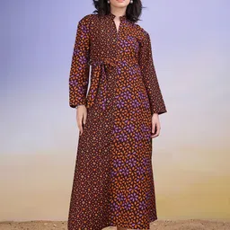 PURVAJA Women Floral Printed A-Line Cotton Maxi Dress-image-26