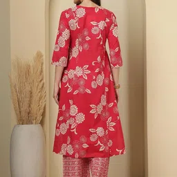 SZN Floral Printed Pure Cotton V-Neck Tunic With Palazzos Co-Ords image 3
