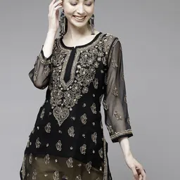 ADA Women Embroidered Pure Georgette Chikankari Kurti-picture-20
