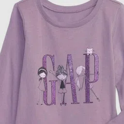 GAP Girls Graphic Printed Round Neck Pure Cotton Relaxed Fit T-shirt image 2