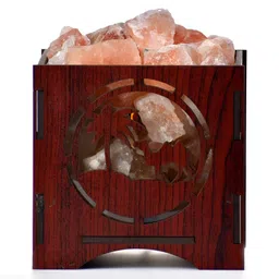 GLOBAL AROMA Brown Wood Contemporary Square Table Lamp with Bulb image 3