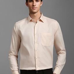Louis Philippe Men Spread Collar Textured Cotton Slim Fit Formal Shirt-picture-35
