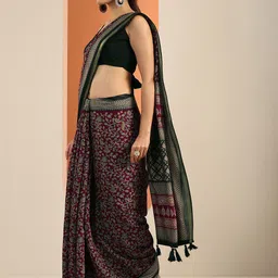 Libas Floral Zari Silk Blend Saree image 2