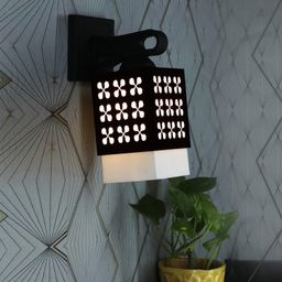 Gojeeva Black & White Textured Wooden Rectangle Shaped Wall Lamp-picture-34