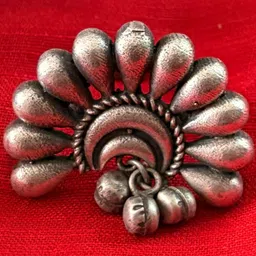 Niska Silver-Plated Ghungroo Beaded Oxidised Adjustable Finger Ring-picture-12