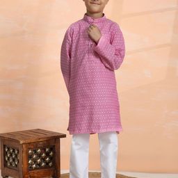Pro-Ethic STYLE DEVELOPER Boys Ethnic Motifs Thread Work Pure Cotton Kurta With Pyjama-picture-14