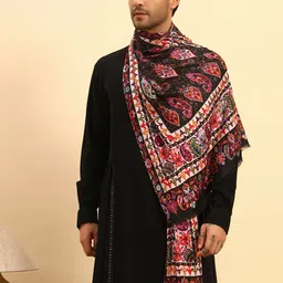 Pashmoda Men Ethnic Motifs Printed Stole with Frayed Border-image-72
