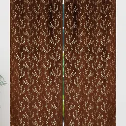 Galaxy Home Decor Brown Set of 2 Floral Room Darkening Window Curtain image 2