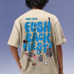 VEIRDO Men Typography Printed Round Neck Cotton Oversized T-shirt-image-60