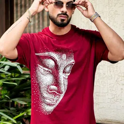 AUSK Men Graphic Printed Round Neck Cotton Oversized T-shirt-picture-55