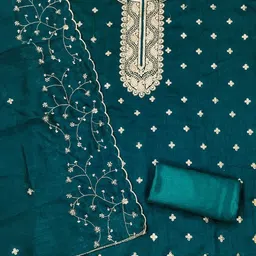 MANVAA Embellished Unstitched Dress Material image 4