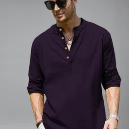 BHUVIKOO Band Collar Roll-Up Sleeves Short Kurta-picture-29