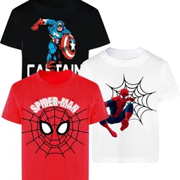 YK Marvel Boys Pack of 3 Spider-Man Bio Finish Graphic Printed Round Neck Cotton T-shirts-image-60