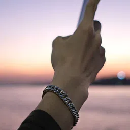 KPOP Men Silver-Plated Link Lobster Closure Bracelet image 3