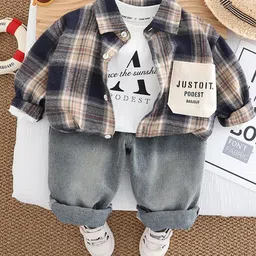 StyleCast x Revolte Boys Checked T-shirt and Shirt with Trousers-picture-37