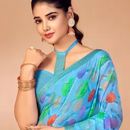 LeeliPeeri Designer Ethnic Motifs Poly Chiffon Saree image 2