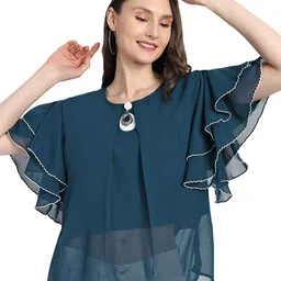 HAUTEMODA Bell Sleeve Georgette Top-picture-36