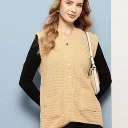 BAESD Women Cable Knit V-Neck Woollen Cardigan Sweaters-image-92