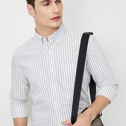 max Men Button-Down Collar Vertical Striped Cotton Casual Shirt-picture-23