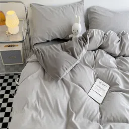 JC HOME Grey AC Room Double Queen Bedding Set image 5