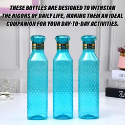 Aura Black & Blue 6 Pieces Textured Water Bottles-1 L Each image 5