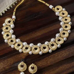 Sangria Gold-Plated Pearls Beaded Jewellery Set-image-45