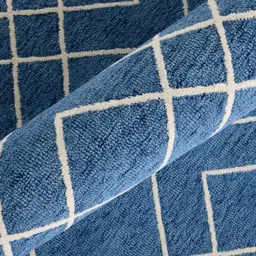 saraswatii global Blue & White Geometric Anti-Skid Woollen Carpet image 5