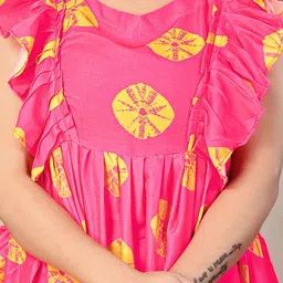 Tradenest International Women Printed Cowl Neck Flared Sleeve Fit & Flare Midi Dress image 2