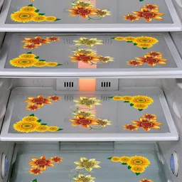 LooMantha 5-Pcs Yellow & Brown Printed Fridge Cover image 3
