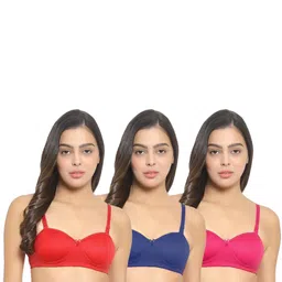 Women Cotton Red,Blue,Pink Padded Non-Wired Lingerie Bra Sport wear Gym Crop Tank Top-image-34