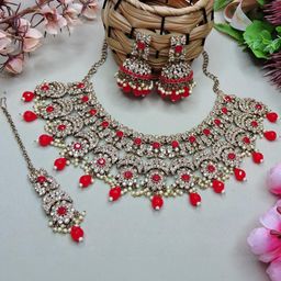 VATSALYA creation Gold-Plated Artificial Stone Studded Jewellery Set-picture-14