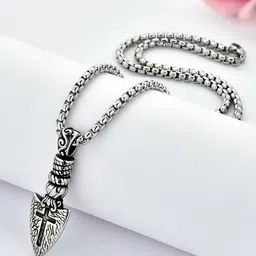 THE MEN GIFT Men Silver-Plated Contemporary Pendant With Chain-picture-27