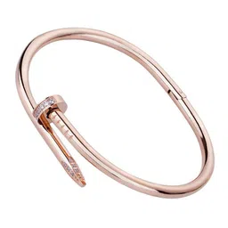 Just Lil Things Rose Gold-Plated Artificial Stones Studded Cartier Nail Cuff Bracelet-image-87
