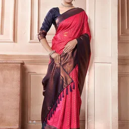 KALINI Woven Design Zari Kanjeevaram Saree with Blouse Piece image 2