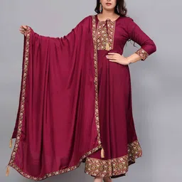 SANREKHA COLLECTION Floral Printed Round Neck Anarkali Kurta With Dupatta-picture-12