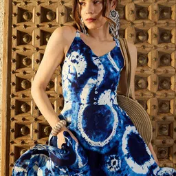 MABISH by Sonal Jain Women Abstract Tie and Dye Print A-Line Midi Dress image 5