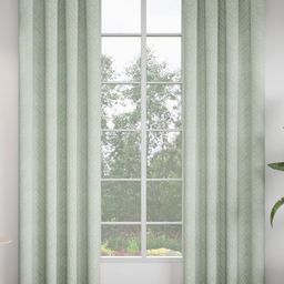 GM Blue & Cream 2 Pieces Geometric Printed Room Darkening Door Curtain-picture-2