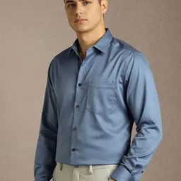 Louis Philippe Men Textured Spread Collar Cotton Formal Shirt image 3