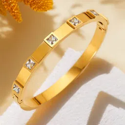 Designs & You Women American Diamond Gold-Plated Bangle-Style Bracelet-picture-13