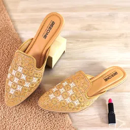 Beeone Women Embellished One Toe Flats with Embroidered-image-6