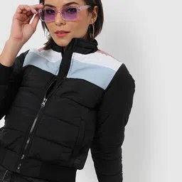 Campus Sutra Women Colourblocked Lightweight Puffer Jacket with Patchwork image 3