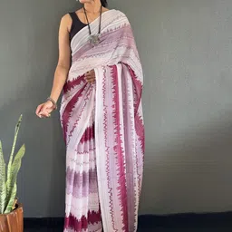 all about you Printed Organza Saree with Pure Chiffon Blouse Piece image 5