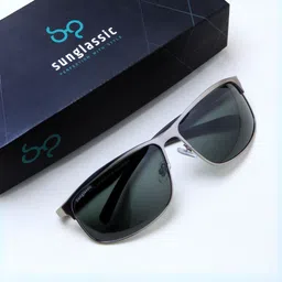 SUNGLASSIC Unisex Gray Green Polarized Rectangle Sunglasses Radiant-image-53