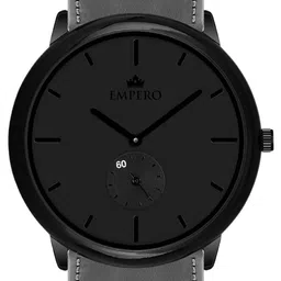 EMPERO Men Brass Dial & Leather Straps Analogue Chronograph Watch EAB303 Black Hands Grey Leather image 3