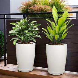 RUBOXA 2-Pcs White UV-ProtectedPlanters With Plate-picture-49